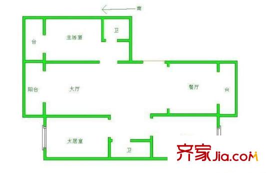 名都公寓戶型圖戶型圖 3室2廳1衛(wèi)1廚