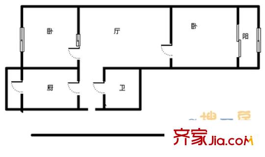 愛國里戶型圖 戶型圖 2室1廳1衛(wèi)1廚