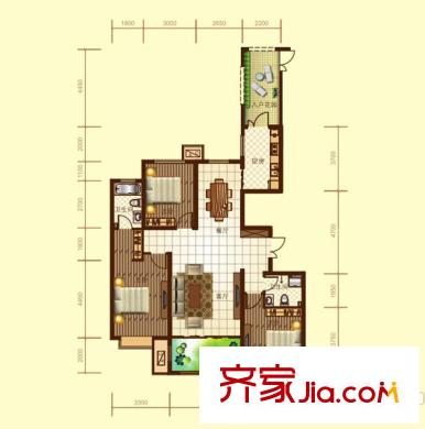 世紀(jì)龍庭二期D112#U戶型 3室2廳2衛(wèi)1廚