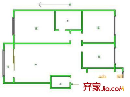 瑞麗園戶型圖戶型圖 3室1廳1衛(wèi)1廚