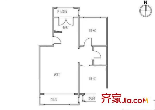 瑞麗園戶型圖戶型圖 2室1廳1衛(wèi)1廚