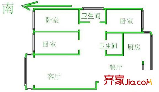 瑞麗園戶型圖戶型圖 3室1廳1衛(wèi)1廚