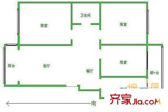 富秀園戶型圖戶型圖 3室2廳1衛(wèi)1廚