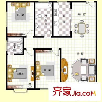 鴻泰公寓戶(hù)型圖戶(hù)型圖 3室2廳2衛(wèi)1廚
