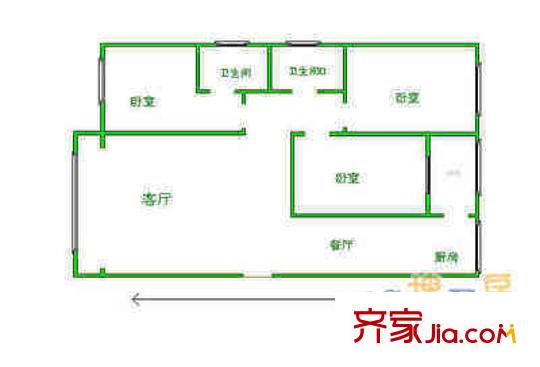 鴻泰公寓戶型圖戶型圖 3室2廳2衛(wèi)1廚