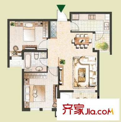 第六田園優(yōu)仕家園戶型圖戶型圖 2室2廳1衛(wèi)1廚