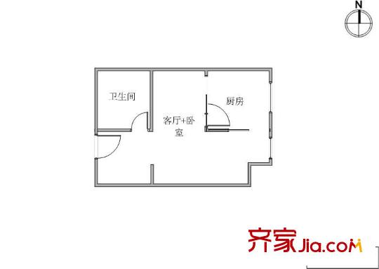 富力津門湖克拉公館 1室 戶型圖