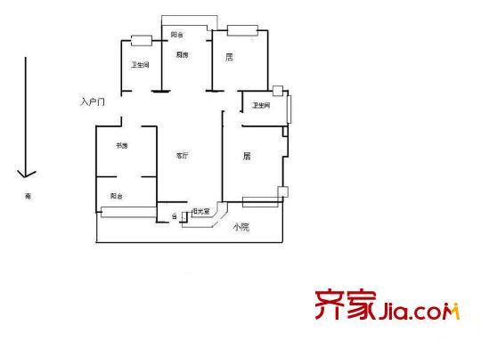 第六田園優(yōu)仕家園戶型圖戶型圖 3室1廳2衛(wèi)1廚
