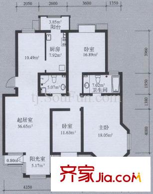 第六大道第博雅園戶型圖戶型圖 3室2廳2衛(wèi)
