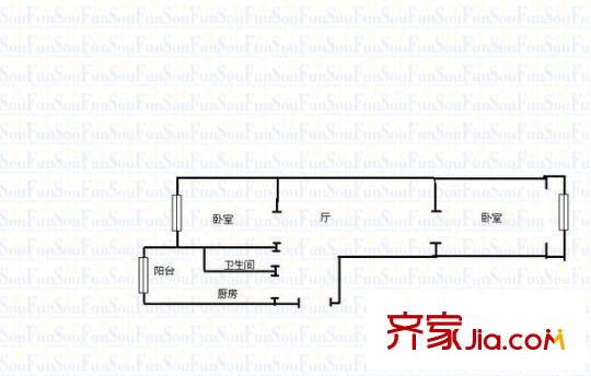 萬(wàn)維花園戶型圖戶型圖 2室1廳1衛(wèi)1廚