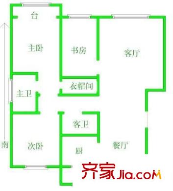萬維花園戶型圖 戶型圖 3室2廳2衛(wèi)1廚