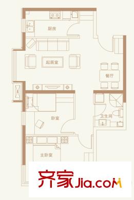 新天地鷺港1602#樓標(biāo)準(zhǔn)層b戶型 2室2廳1衛(wèi)1廚