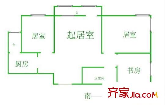 海天馨苑德信園戶型圖戶型圖 3室1廳1衛(wèi)1廚