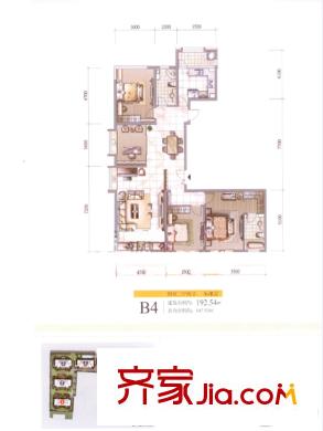 陽光晶典戶型圖高層1號(hào)樓標(biāo)準(zhǔn)層B4戶型 4室3廳2衛(wèi)1廚