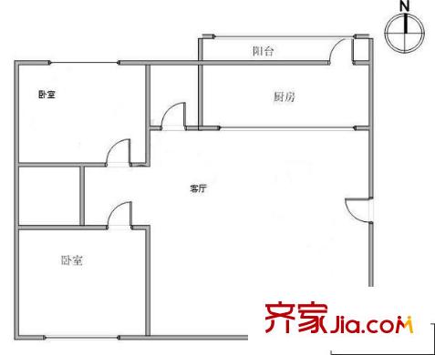 金潭花園戶型圖戶型圖 2室1廳1衛(wèi)1廚