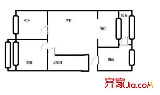 金潭花園戶型圖戶型圖 2室2廳1衛(wèi)1廚