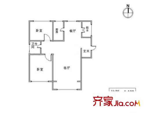 新安花園戶型圖戶型圖 2室1廳1衛(wèi)1廚