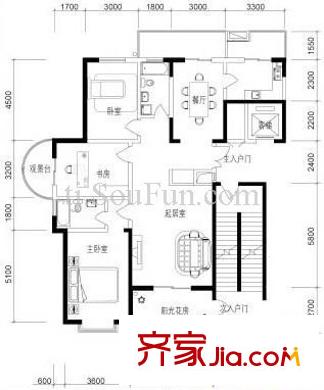 白樓仕嘉戶型圖戶型圖 3室2廳2衛(wèi)