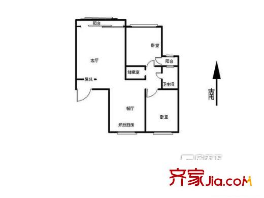 香檳左岸戶型圖戶型圖 2室2廳1衛(wèi)1廚