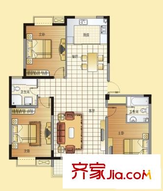 香檳左岸戶型圖戶型圖 3室1廳1衛(wèi)1廚
