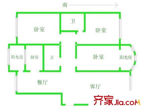 海天馨苑家福園戶型圖戶型圖 3室2廳2衛(wèi)1廚