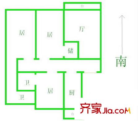 羅馬花園戶型圖戶型圖 3室1廳2衛(wèi)1廚