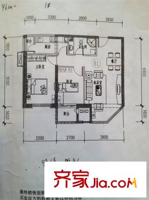 龍庭時代1號樓戶型f 2室1廳1衛(wèi)1廚