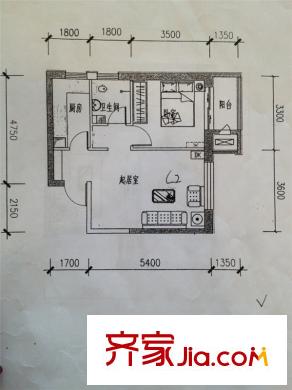 龍庭時代1號樓戶型d 1室1廳1衛(wèi)1廚