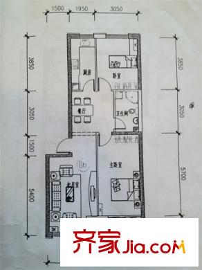 龍庭時(shí)代1號樓戶型h 2室2廳1衛(wèi)1廚