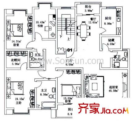 鳳凰城戶型圖戶型圖 4室2廳3衛(wèi)1廚