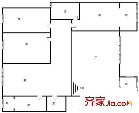 第六田園戶型圖戶型圖 3室2廳2衛(wèi)1廚
