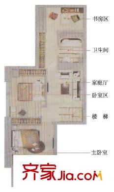 君臨天下戶型圖復(fù)式結(jié)構(gòu)F戶型三室兩廳上層 3室2廳