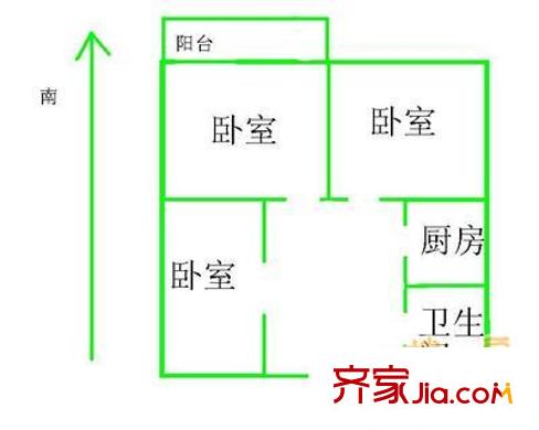 四化里戶型圖戶型圖 3室1廳1衛(wèi)1廚