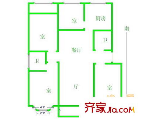 江勝天鵝湖戶型圖戶型圖 4室2廳2衛(wèi)1廚