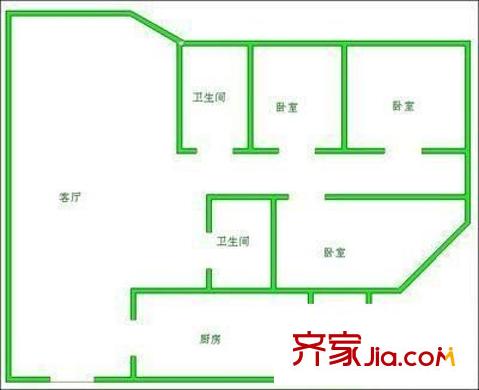 五一陽(yáng)光尊園戶型圖戶型圖 3室1廳1衛(wèi)1廚