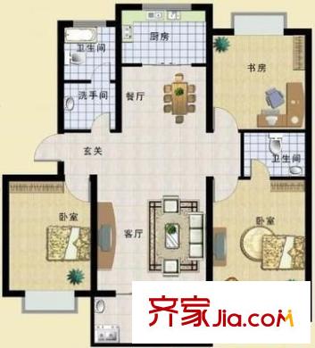 五一陽(yáng)光尊園戶型圖戶型圖 3室2廳2衛(wèi)1廚