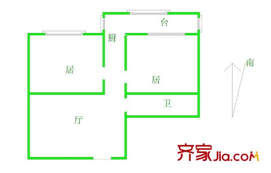 玉峰花園戶型圖戶型圖 2室1廳1衛(wèi)1廚