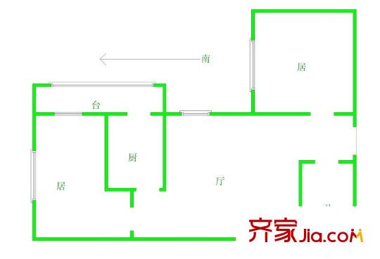 玉峰花園戶型圖戶型圖 2室1廳1衛(wèi)1廚