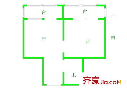 玉峰花園戶型圖戶型圖 2室1廳1衛(wèi)1廚