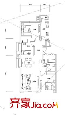 新天地美域1805樓標準層G-2戶型 3室2廳1衛(wèi)1廚