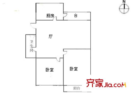 長華里戶型圖戶型圖 2室1廳1衛(wèi)1廚