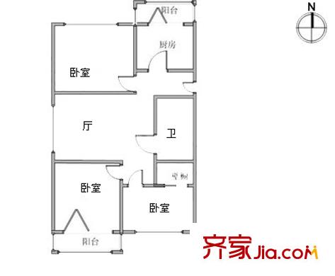 長華里戶型圖戶型圖 3室1廳1衛(wèi)1廚
