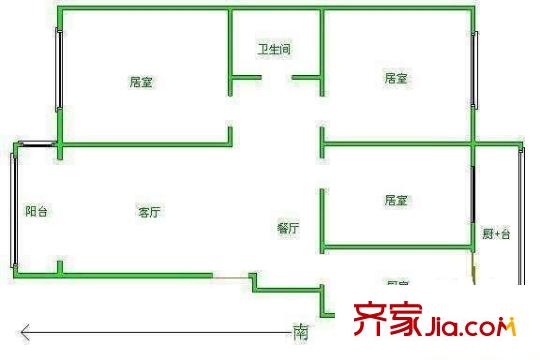 金碧園戶型圖戶型圖 3室2廳1衛(wèi)1廚
