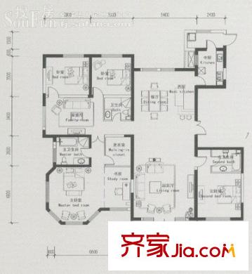 卡梅爾戶型圖A戶型 5室2廳3衛(wèi)