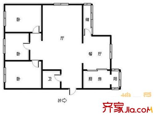 御河灣戶型圖戶型圖 3室1廳1衛(wèi)1廚