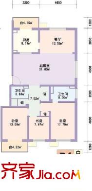 福盛花園戶型圖戶型圖 3室2廳2衛(wèi)1廚