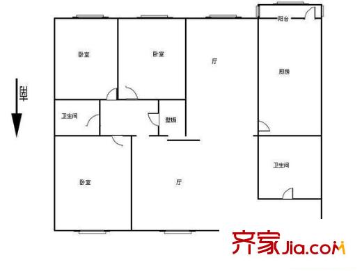 碧華里戶型圖戶型圖 3室2廳2衛(wèi)1廚