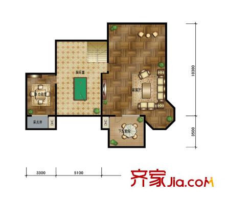 平方米陽新城106#樓躍層V9戶型-地下 4室3廳3衛(wèi)1廚