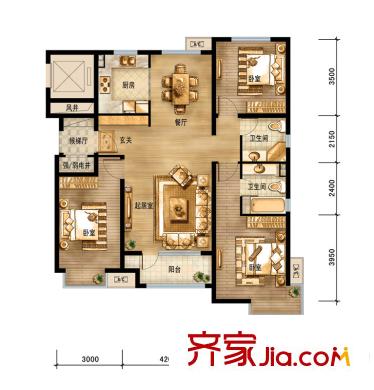 平方米陽新城208/209#樓標(biāo)準(zhǔn)層D5戶型 3室2廳2衛(wèi)1廚