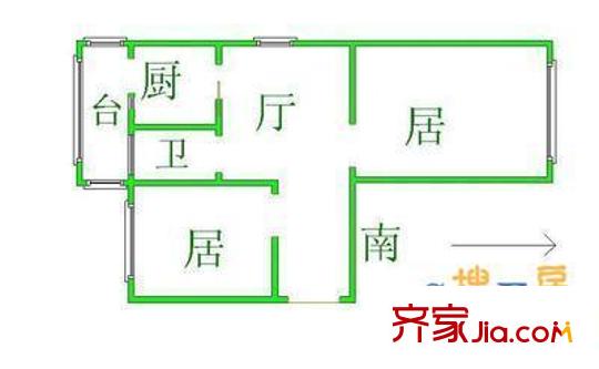元興新里戶型圖戶型圖 2室1廳1衛(wèi)1廚